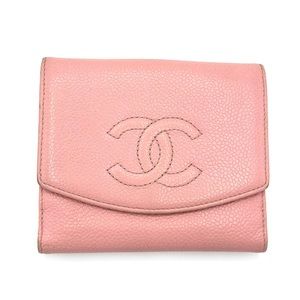 Authentic Pink CC Caviar Compact Wallet
